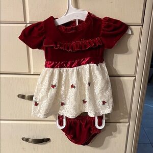 Nicole Miller New York Baby Girl Red Velvet 2-Piece Set 0-3M matching  Outfit